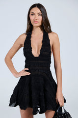 THIS IS WHAT I WANT SLINKY HALTER DRESS IN BLACK