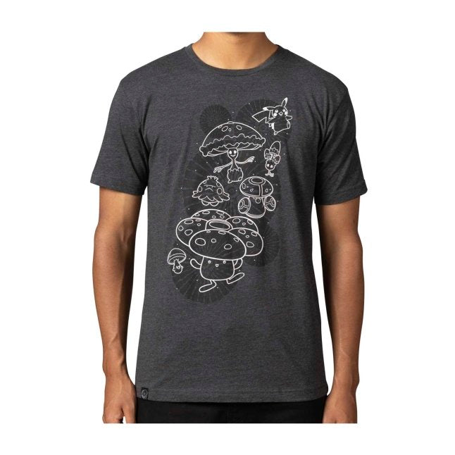 Pikachu, Shiinotic & Friends Pokémon Nature: Fall Black Relaxed Fit Crew Neck T-Shirt - Adult