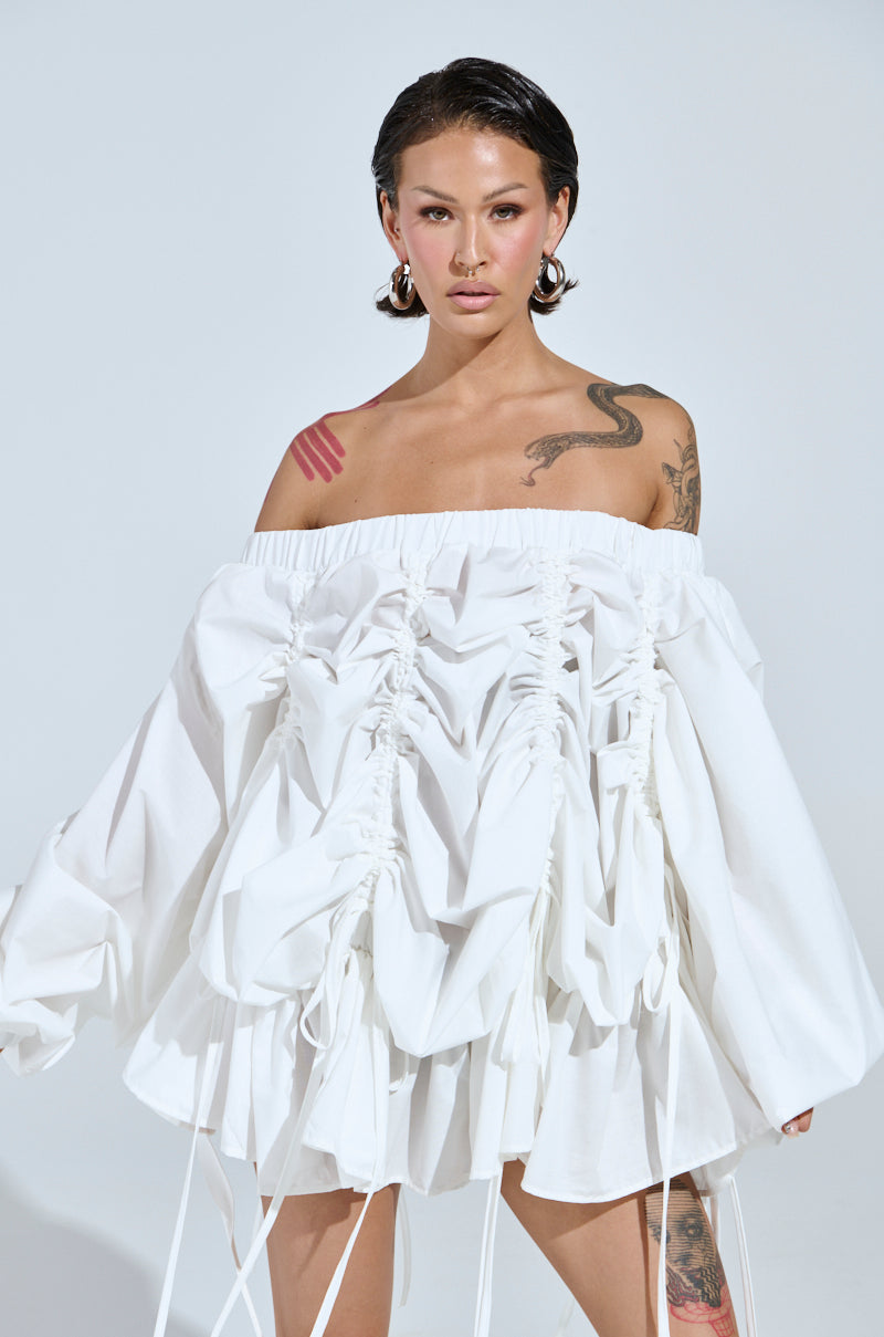 FREE AS CAN BE MINI DRESS IN WHITE