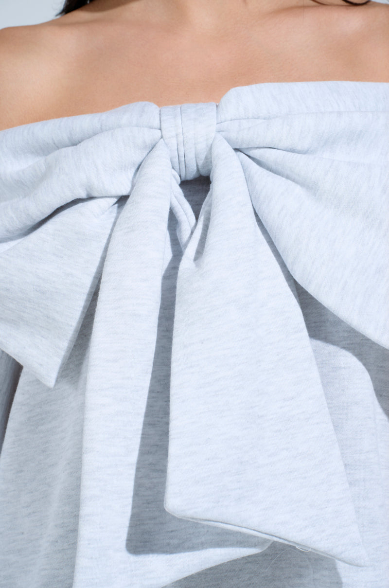 WHO ME? BOW FRONT SWEATSHIRT DRESS