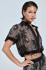 SHINE ON YOU LACE BUTTON DOWN TOP