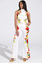 MIND MY OWN FLORAL SATIN TROUSERS