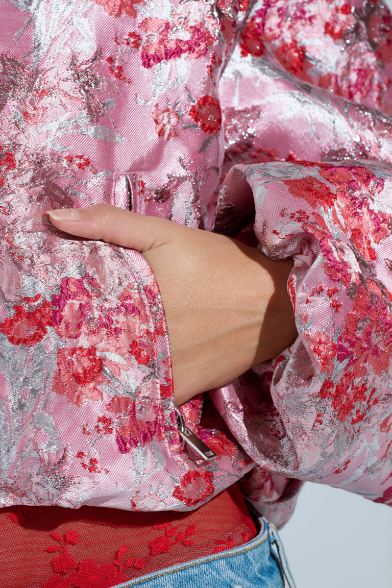 SWEET DISPOSITION BROCADE BOMBER