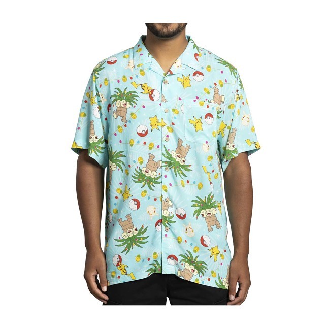 Pokémon Holiday Allover-Print Relaxed Button-Up Shirt - Adult