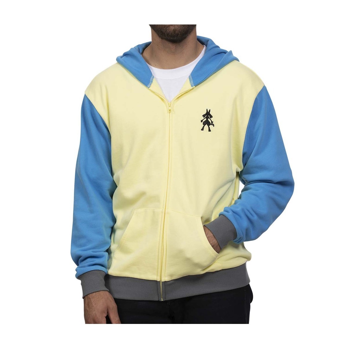 Lucario Themed French Terry Zip-Up Hoodie - Adult