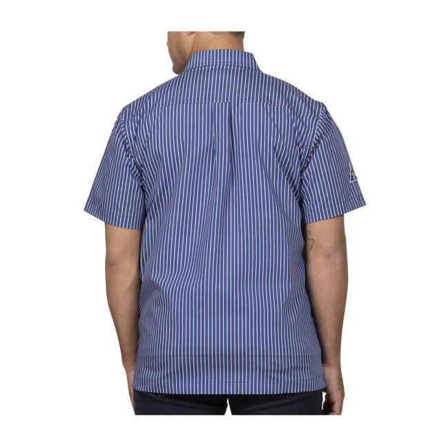Pikachu Racing Pinstripes Blue Short-Sleeve Button-Up Shirt - Adult