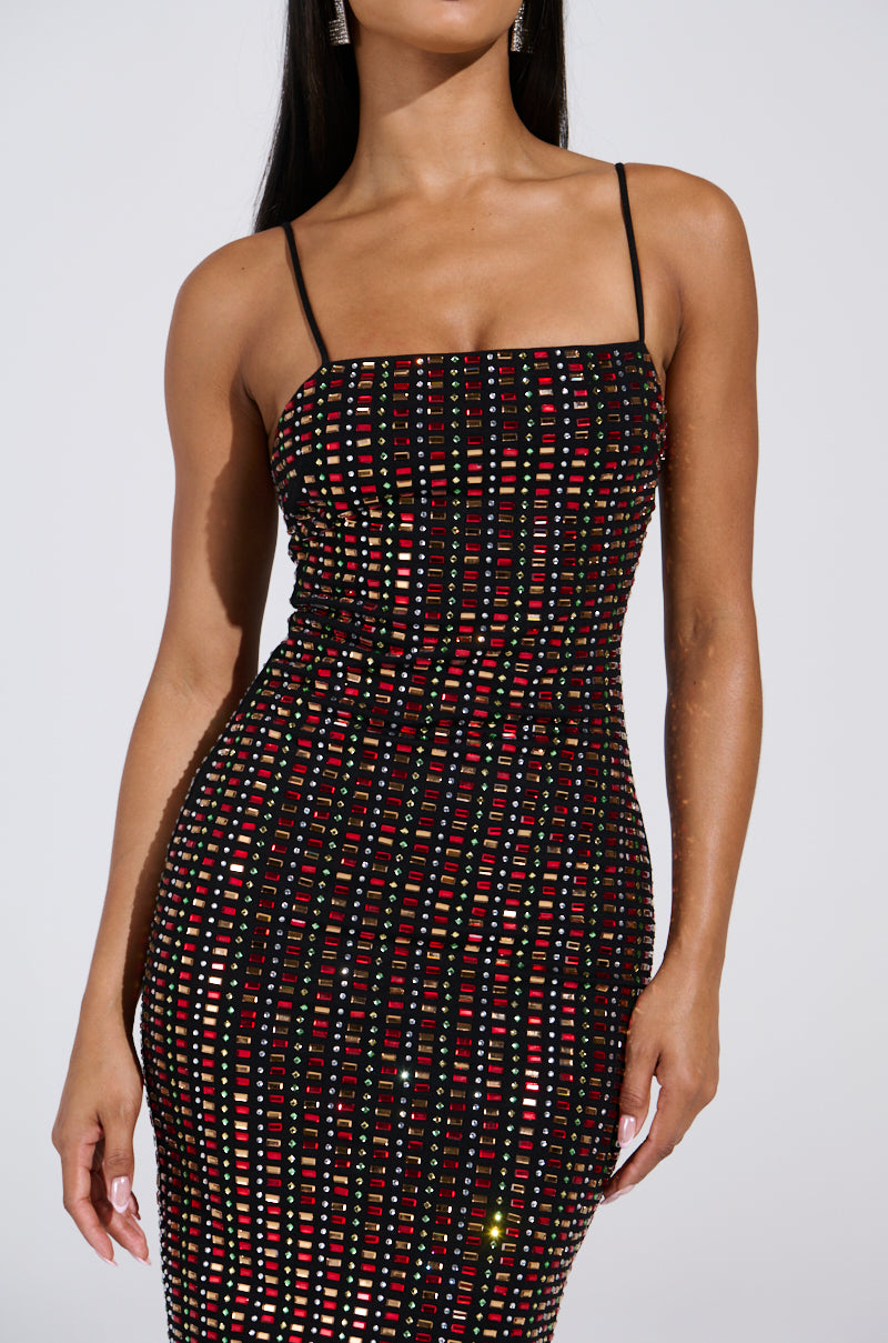 RENEE RHINESTONE MIDI DRESS