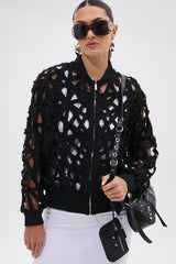 IONA CUTOUT DENIM BOMBER